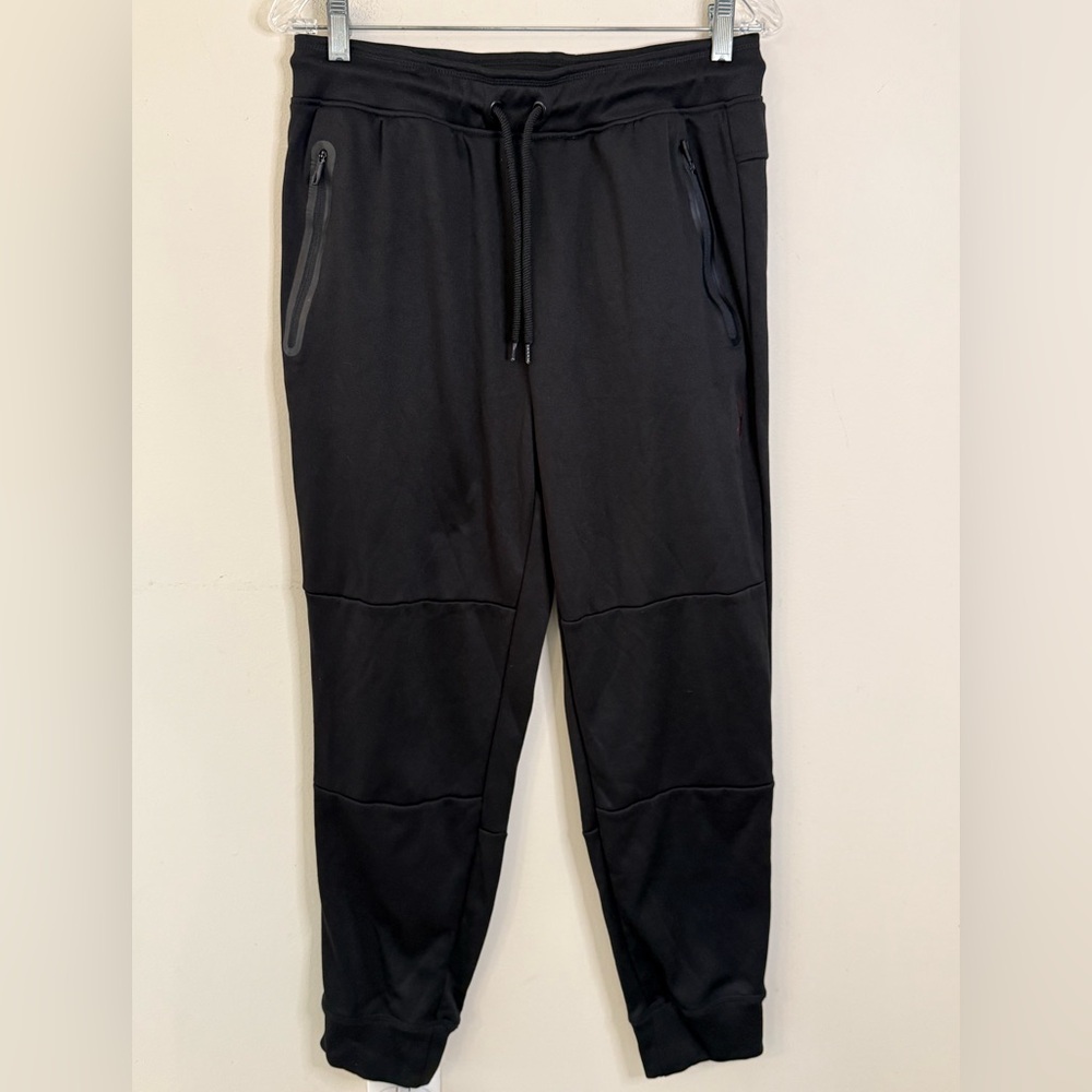 Spyder Sleek Fleece lined Black Track Pants zip front pockets drawstring SZ SM